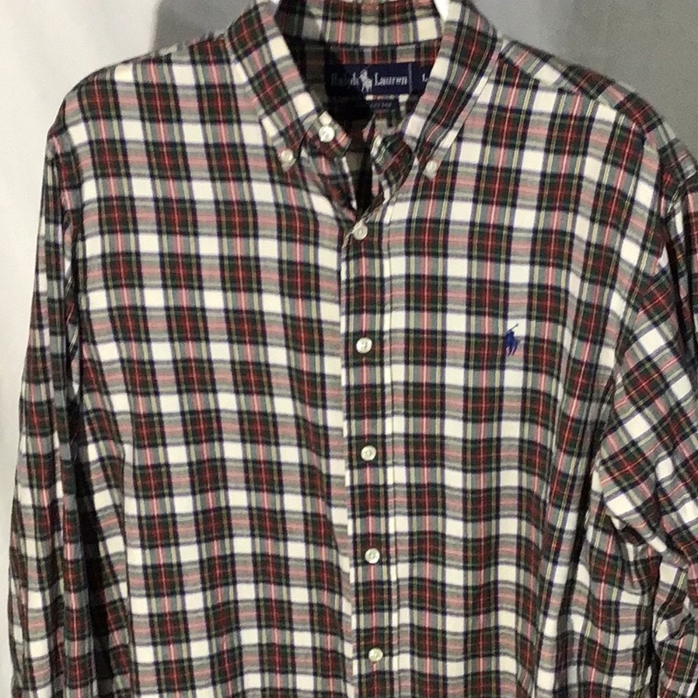 Ralph Lauren purple label men's L tartan plaid button down shirt - Picture 3 of 9